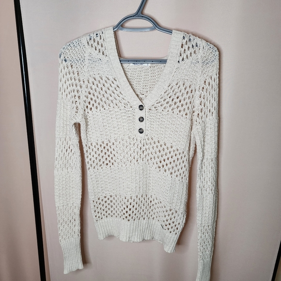 Vintage 100% cotton crochet knitted sweater with hood - Picture 1 of 7